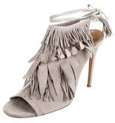 Thumbnail for your product : Aquazzura Suede Fringe Sandals Grey Suede Fringe Sandals