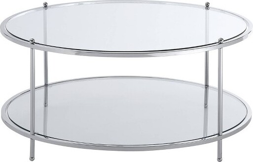 Breighton Home RoyalCrest2TierRoundGlassCoffeeTableClearGlass/ChromeFrame-BreightonHome