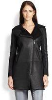 Thumbnail for your product : Elie Tahari Leather Contrast Lexie Coat