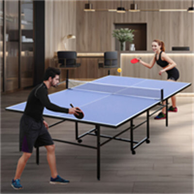 HANGZHOURUNXIN 9Ft Mid-Size Table Tennis Table Foldable & Portable Ping Pong Table Set For Indoor Games With Net