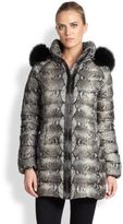 Thumbnail for your product : Diane von Furstenberg Candice Fur-Trim Printed Puffer