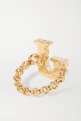 Chloé Alphabet Gold-tone Ring - P - ShopStyle