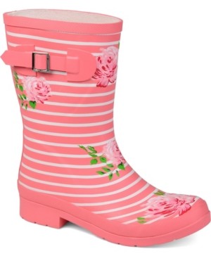 black and pink rain boots