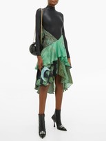 Thumbnail for your product : Marine Serre Upcycled Bodysuit And Silk Scarf Dress - Green Multi