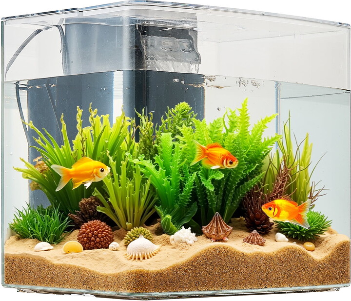 KFFKFF 3.5 Gallon Arch Aquarium with Ultra-Clear GPPS Material, Adjustable 3-Color Lighting, Self-Cleaning System for Freshwater and Saltwater Fish, Ideal for Home, Office, or Pet Use