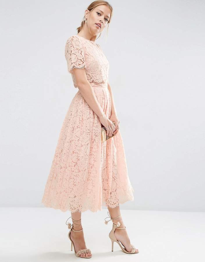 ASOS Lace Crop Top Midi Prom Dress ShopStyle