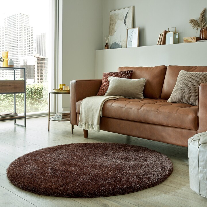 Dunelm Indulgence Round Shaggy Rug Brown ShopStyle