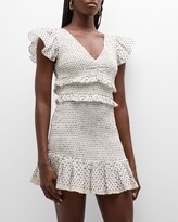 Thumbnail for your product : LoveShackFancy Sonora Smocked Flutter-Sleeve Mini Dress