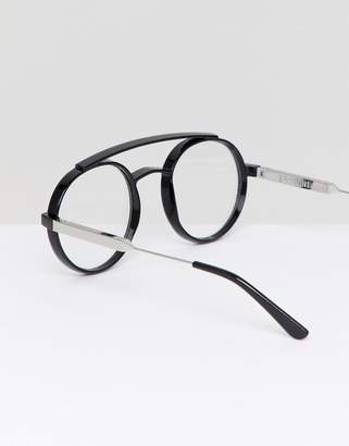 Spitfire Round Glasses In Black With Clear Lens
