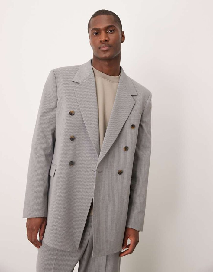 Grey Asos Mens Pea Coat Hollister Wool Blend Classic Jacket In - Main Image