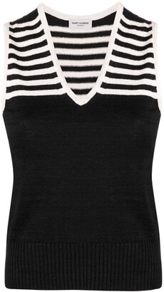 Saint Laurent V-neck striped knitted top