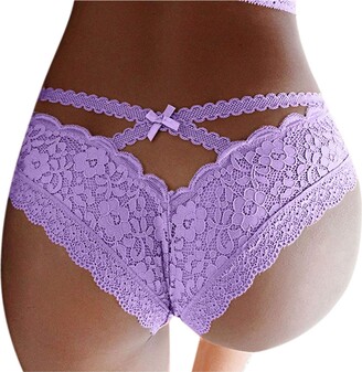 MJIQING Panties for Ladies Knickers High Cut Mide Waist Lace Hipster Bikini  Panties Underpants Underwear Uk Sale Clearance Purple - ShopStyle