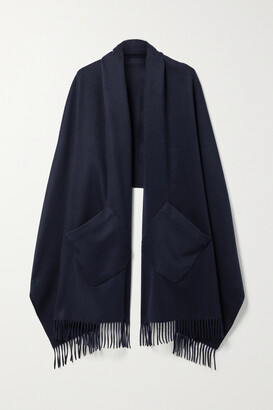 Loro Piana Fringed Suede-trimmed Cashmere Scarf - Midnight blue
