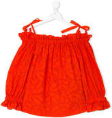 Thumbnail for your product : MSGM Kids TEEN perforated Bardot blouse