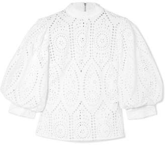 Ganni Broderie Anglaise Cotton Blouse - White