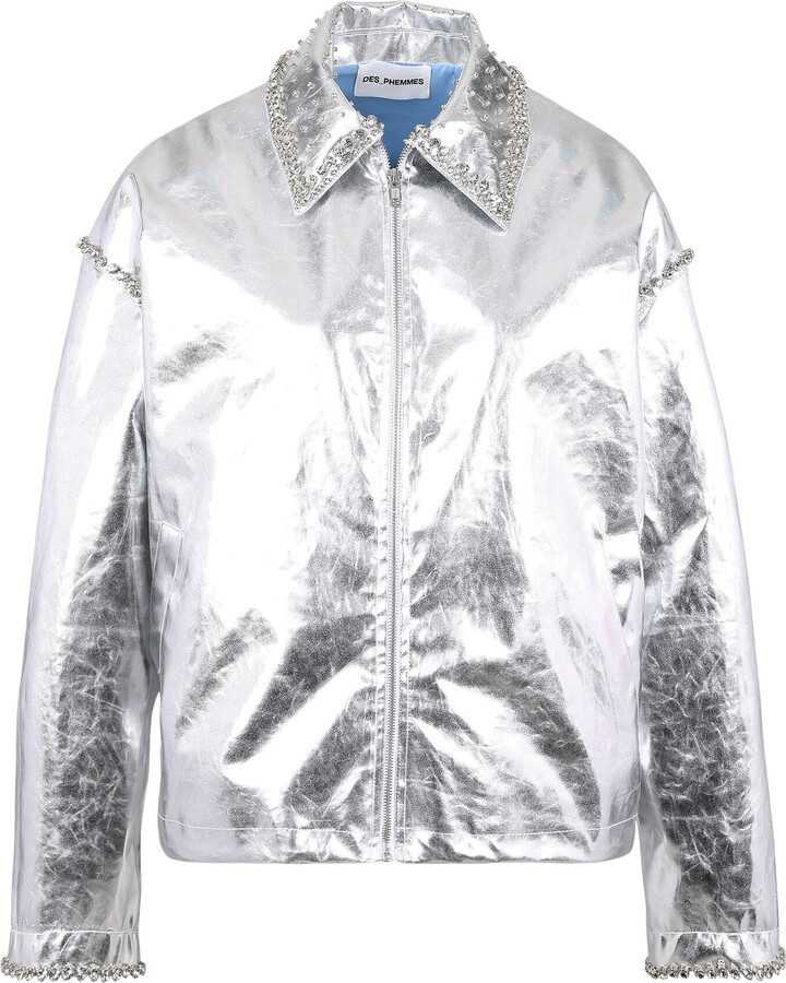Metallic Liquid Leather™ Textured Biker Jacket - Gunmetal Silver