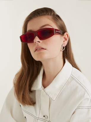 Marques Almeida Transparent Rectangle Frame Acetate Sunglasses - Womens - Red