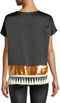 Thumbnail for your product : Sachin + Babi Rustem Silk Short-Sleeve Sequin Tassel Top