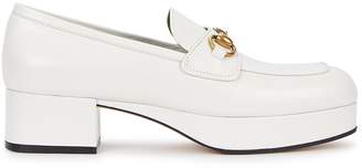 Gucci 45 White Platform Leather Loafers