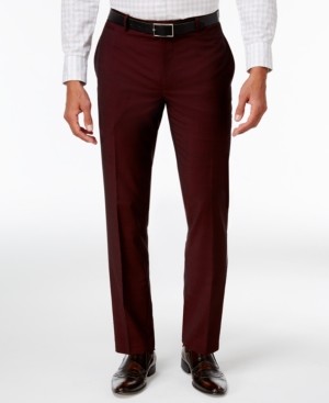 INC International Concepts Men's Slim-Fit Burgundy Pants, Created for Macy's