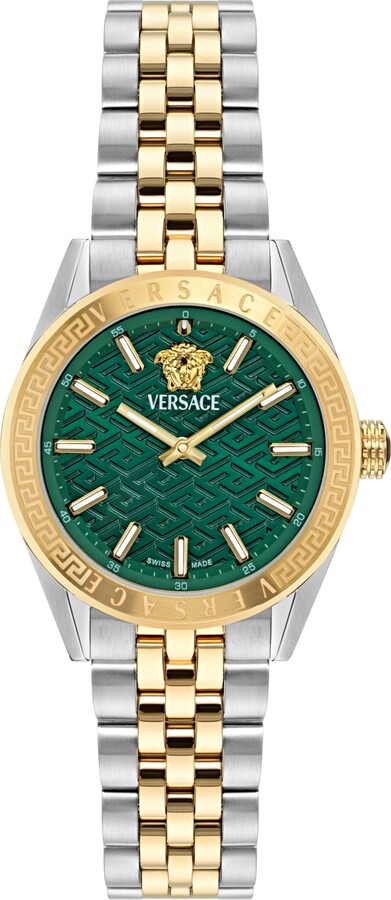 Versace Greca Icon 36MM Two Tone Stainless Steel Bracelet