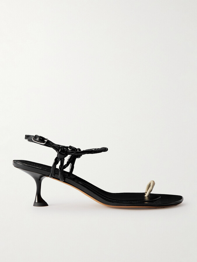 Proenza Schouler Twisted Glossed-leather Sandals - Black