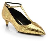 Thumbnail for your product : Giuseppe Zanotti Snake-Embossed Metallic Leather T-Strap Pumps