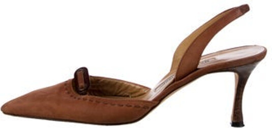 Manolo Blahnik Leather Slingback Pumps Neutrals Pointed-Toes