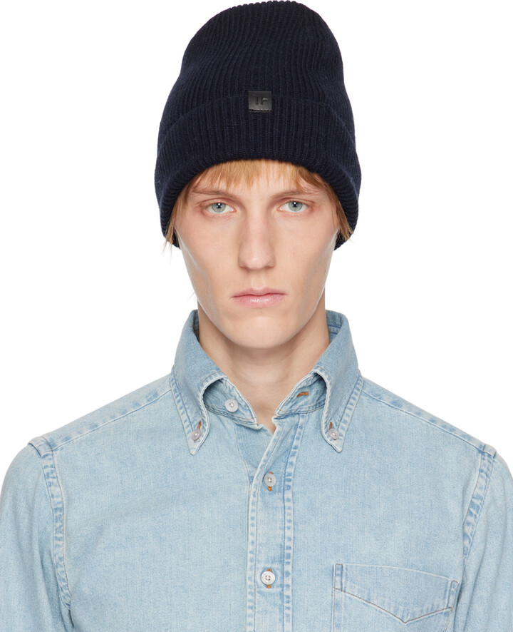 Tom Ford Navy Cashmere Beanie - ShopStyle Hats