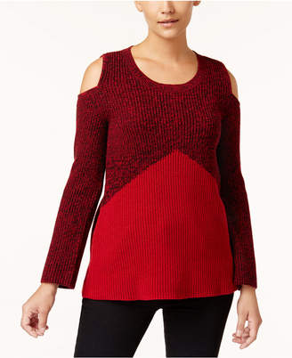 Style&Co. Style & Co Colorblocked Cold-Shoulder Sweater, Created for Macy's