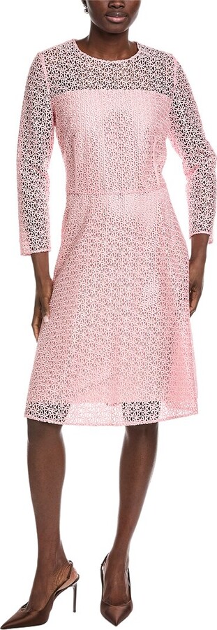Akris Logo Lace Silk-Lined Midi Dress