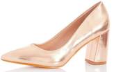 Thumbnail for your product : Quiz Rose Gold Flare Heel Point Toe Court Shoes