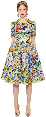 Dolce & Gabbana Maiolica Printed Silk Organza Dress