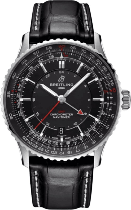 Breitling Navitimer Automatic 41 GMT Black Dial Leather Strap Men's Watch A32310251B1P1