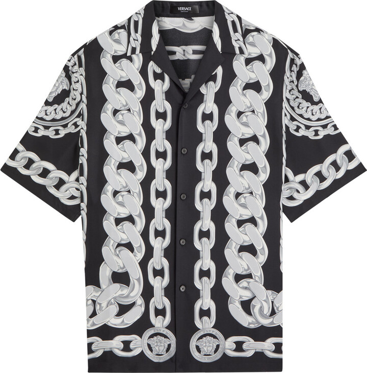 Versace Medusa Chains Silk-twill Shirt