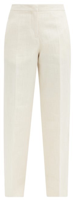cream flared trousers
