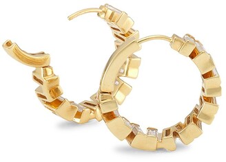 Adriana Orsini Stacked 18K-Gold-Plated & Cubic Zirconia Medium Hoop Earrings