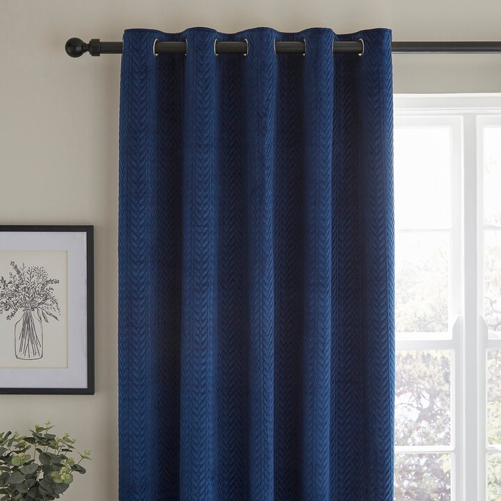 Dunelm Pinsonic Plait Luxe Navy Eyelet Curtains Navy Blue ShopStyle