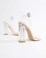 Thumbnail for your product : PrettyLittleThing Clear Block Heeled Sandals