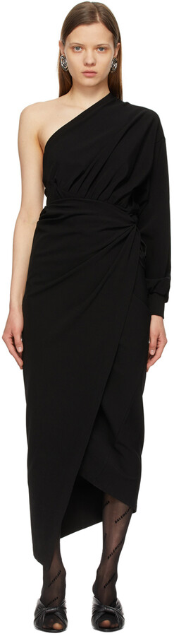 Balenciaga Black Body Wrap Dress - ShopStyle