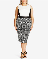 Thumbnail for your product : City Chic Trendy Plus Size Flocked Bodycon Dress