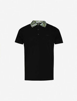 Thumbnail for your product : Fendi Branded-collar slim-fit cotton-pique polo shirt