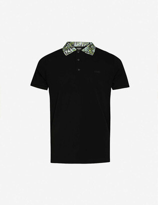 Fendi Branded-collar slim-fit cotton-pique polo shirt