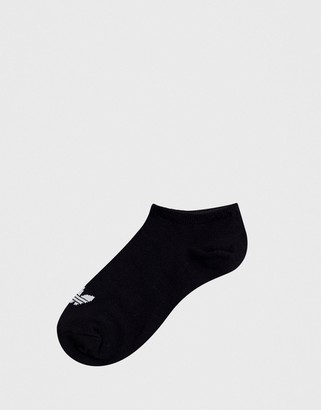 adidas 3 pack trefoil trainer socks in black