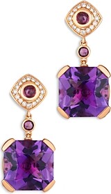 LeVian 18K Strawberry Gold Couture Grape Amethyst, Raspberry Rhodolite & Diamond Drop Earrings