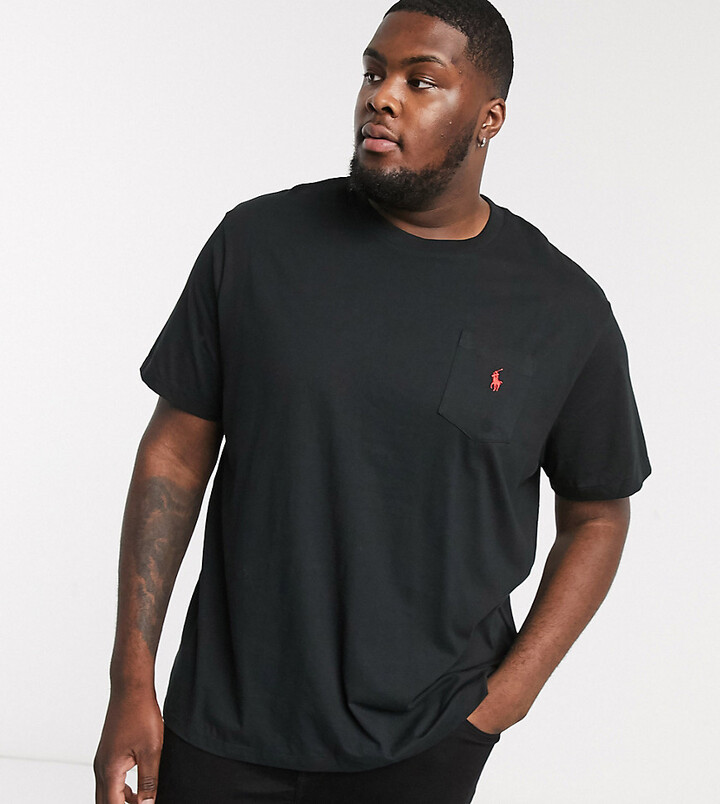 Polo Ralph Lauren Big & Tall player logo t-shirt in black - ShopStyle