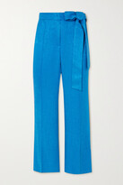 Thumbnail for your product : USISI SISTER Jenna Cropped Bow-detailed Jacquard Slim-leg Pants - Blue