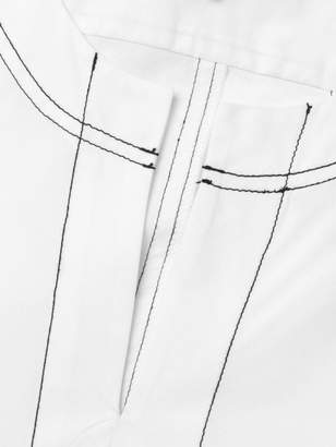 Donna Karan Contrast Stitched V-Neck Trapeze Dress