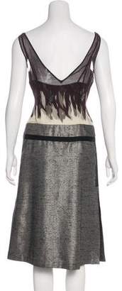Tracy Reese Metallic-Paneled Midi Dress