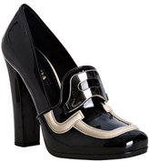 Thumbnail for your product : Prada camel patent leather loafer pumps
